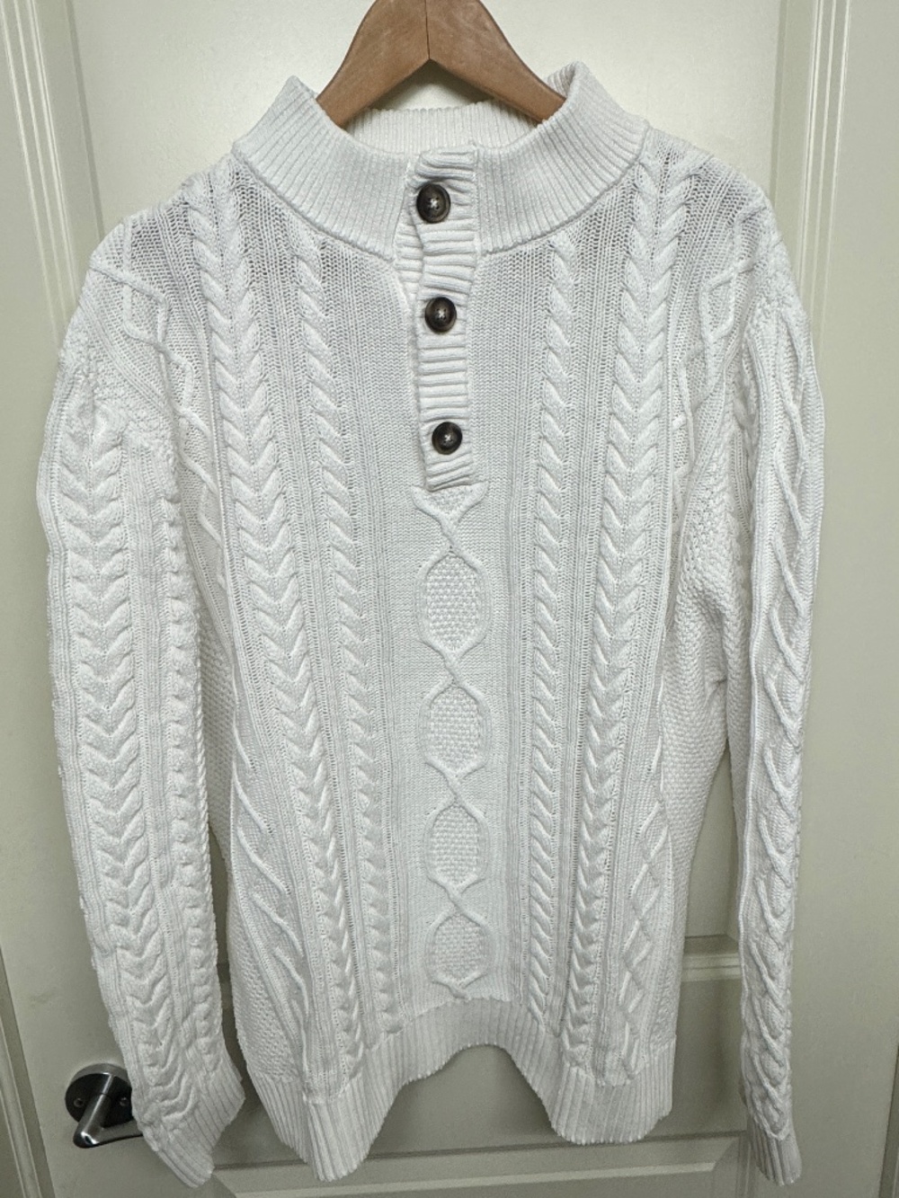 Tilley Cable Knit Sweater White Mens XL White Cotton Preppy Eclectic Grandpa - Picture 3 of 16